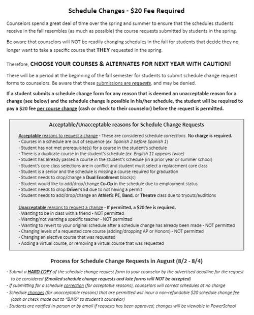 Schedule Changes